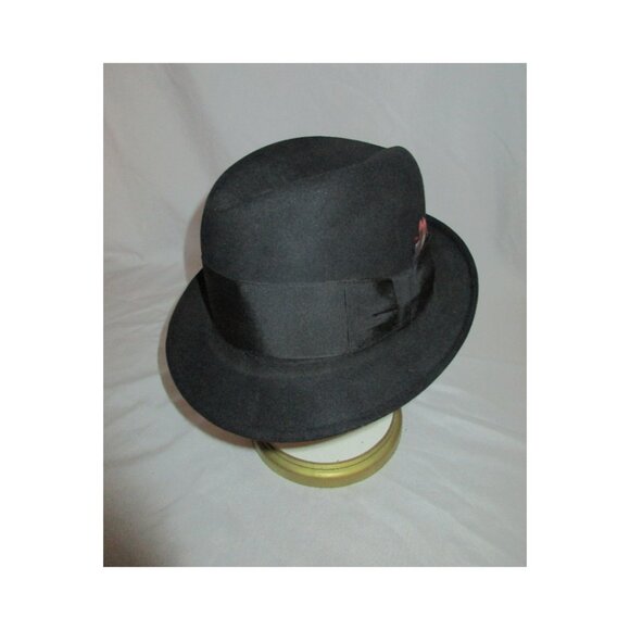 Vintage 50's Men's Black Fur Felt Fedora Hat Carson Pirie Scott The Men's Store - Picture 5 of 8